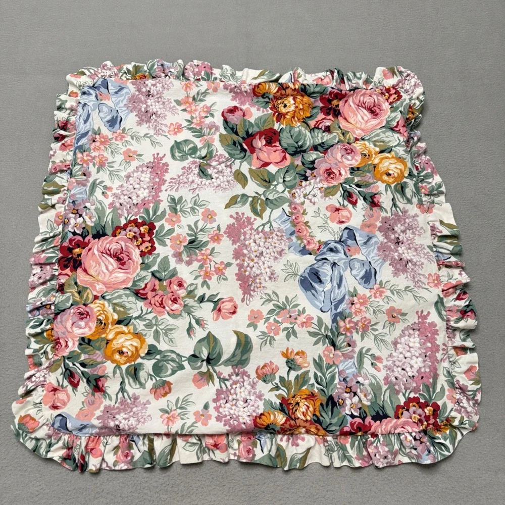 Ralph Lauren Pillow Sham Allison Floral Cotton Ruffled Multi Color Vintage USA
